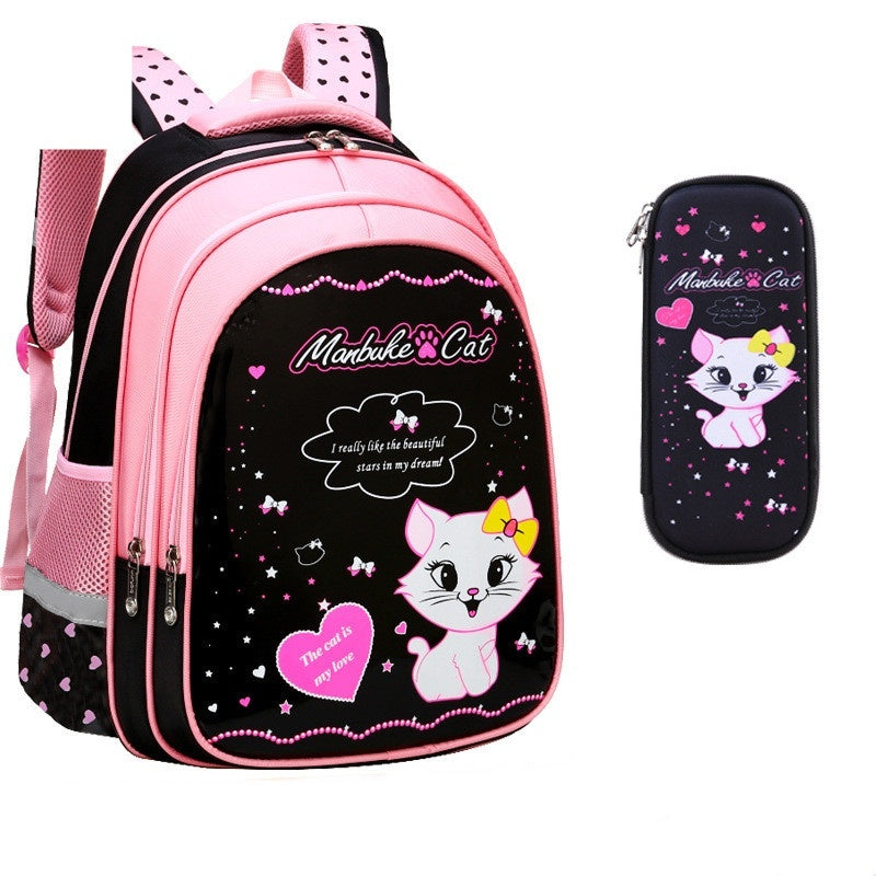 Kids School Cute Cat Print Backpack Bigbuy