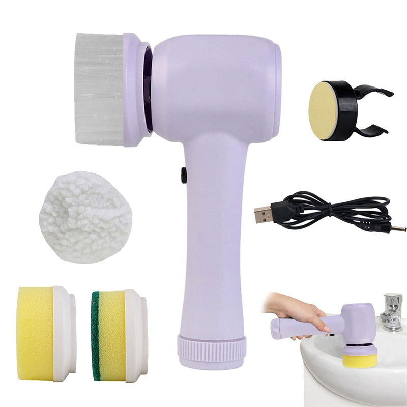 Electric Cleaning Brush 4 In 1 Spinning Scrubber Handheld Electric Cordless Cleaning Brush Portable Bigbuy