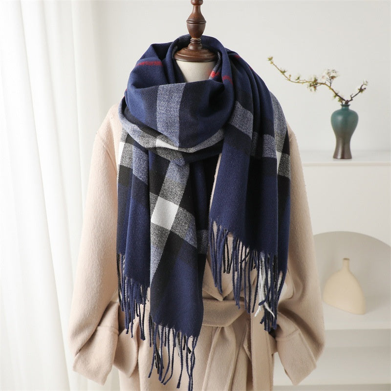 Cashmere-like Plaid Warm Shawl Scarf Unisex All-matching Bigbuy