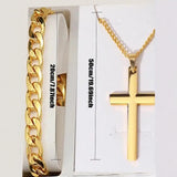 Men's Business Fashion Three-eye Single Calendar Steel Watch Bracelet Cross Bracelet Suit Bigbuy