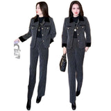Short Coat Wide Leg Pants Two-piece Set Bigbuy