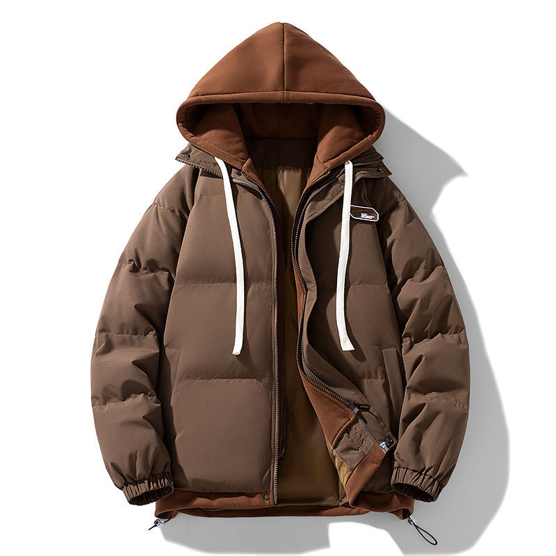 Fake Two-piece Cotton-padded Coat Thickened Hooded Warm Jacket Bigbuy