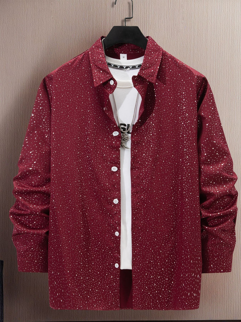 Polka Dot Bronzing Printed Casual Long Sleeve Shirt Bigbuy
