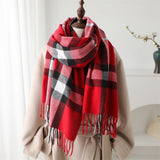 Cashmere-like Plaid Warm Shawl Scarf Unisex All-matching Bigbuy