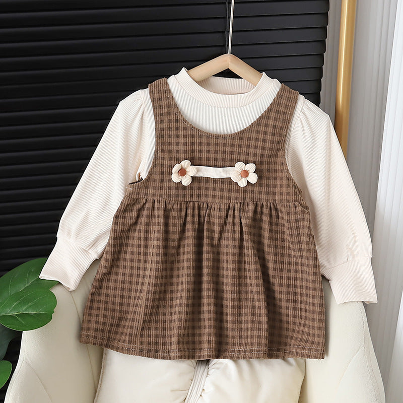 Baby Girl Round-neck Long-sleeved Dress Suit Bigbuy