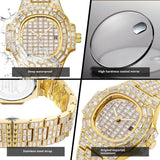 Full Square Diamond Casual Trend Waterproof Calendar Quartz Watch Bigbuy