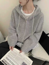 Double Zipper Hooded Knitted Niche Sweater Coat Bigbuy