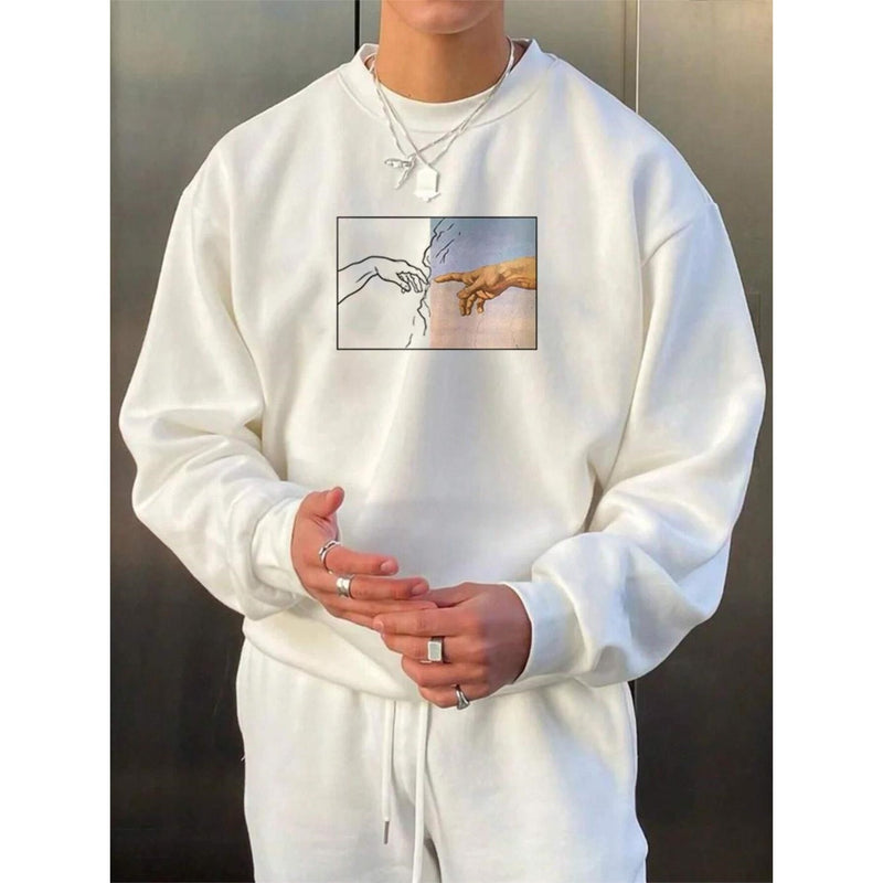 Street Style Men's Hand Printed Sweatshirt Bigbuy