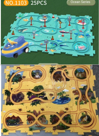 Children Puzzle Electric Railroad Speeder DIY Assembly Electric Car Automatic Rail City Scene Construction Education Toy Gift Bigbuy