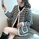 New Plaid Mink Velvet Coat Loose Flattering Knit Cardigan Sweater Bigbuy