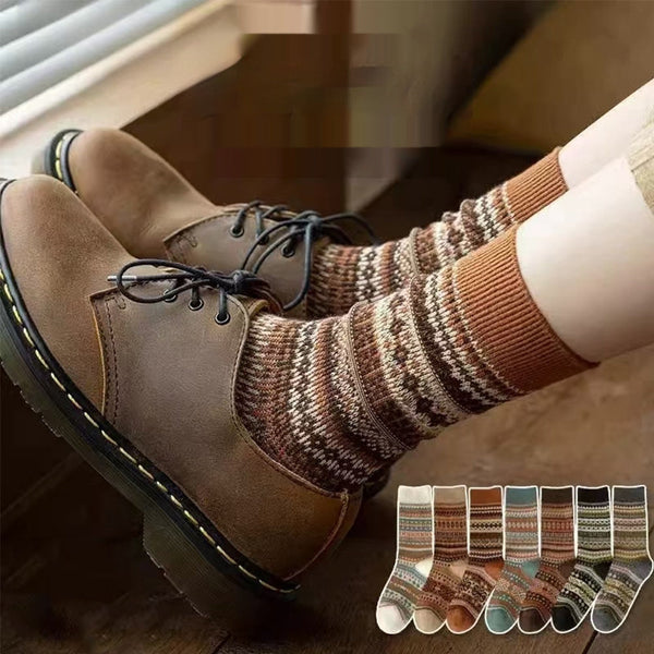 Women's Bunching Retro Mid-calf Socks Ethnic Style Bigbuy