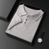 Men's Elbow-sleeved Top Polo Collar Cashmere T-shirt Bigbuy