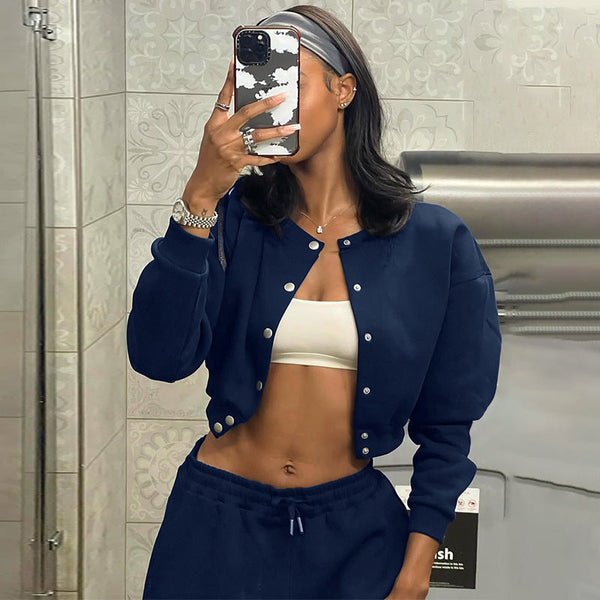 Fashion Casual Cardigan Hidden Hook Midriff-baring Long Sleeve Coat Bigbuy