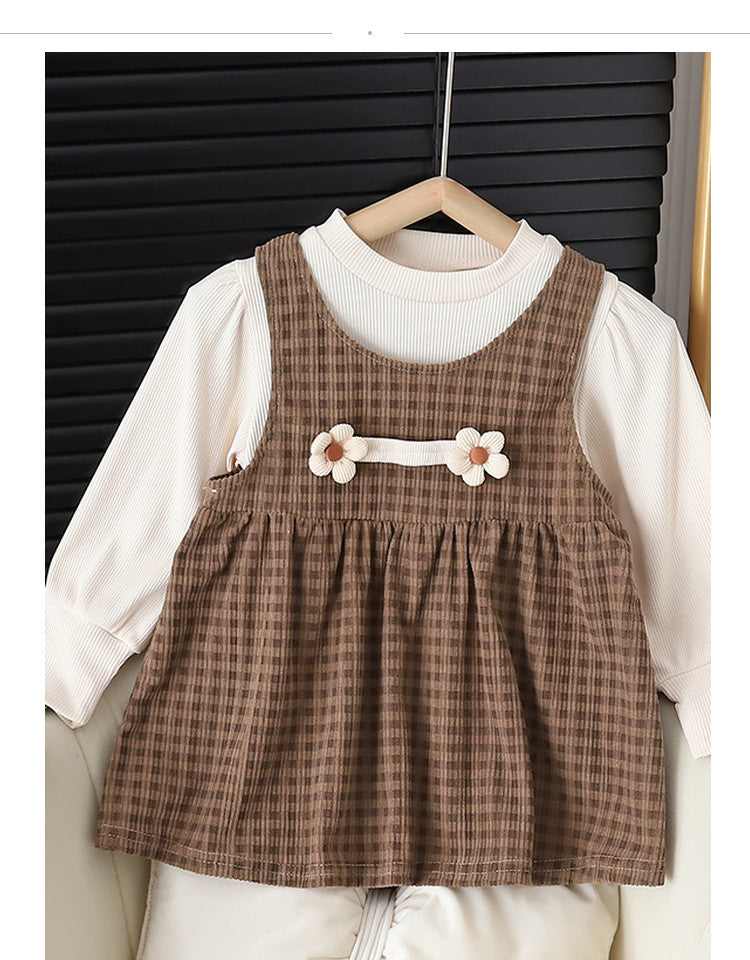 Baby Girl Round-neck Long-sleeved Dress Suit Bigbuy