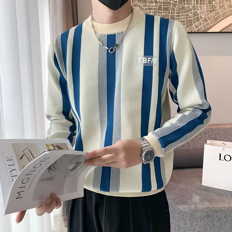 Contrast Color Sweater Striped Innerwear Knitwear Long-sleeved Top Bigbuy
