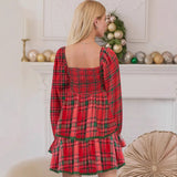 Fashion Slim-fitting New Plaid Printed Dress Bigbuy