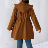 Solid Color Drawstring Pocket Elegant Coat Bigbuy