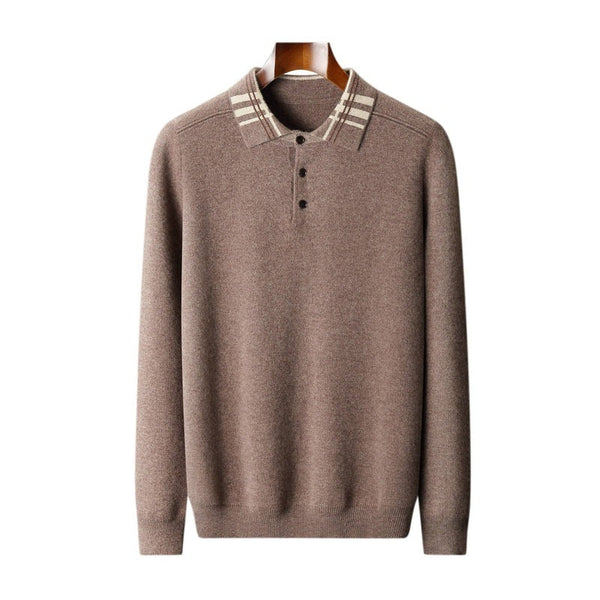 POLO Lapel Pullover Multicolor Casual Loose Cashmere Knitted Bottoming Shirt Bigbuy
