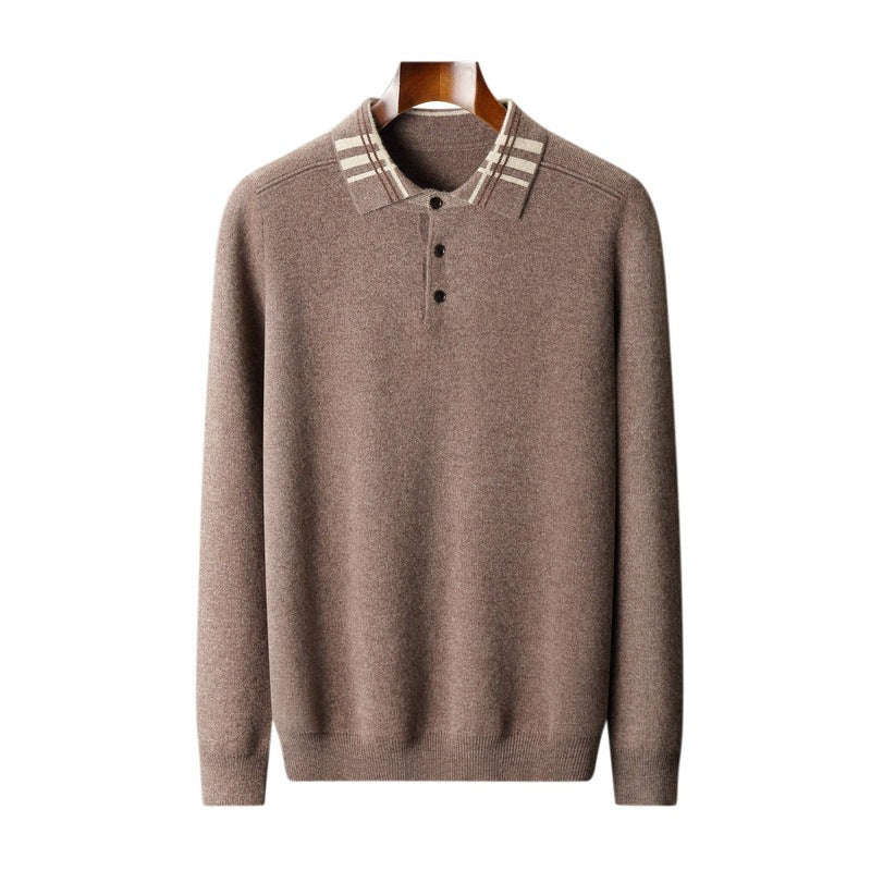 POLO Lapel Pullover Multicolor Casual Loose Cashmere Knitted Bottoming Shirt Bigbuy