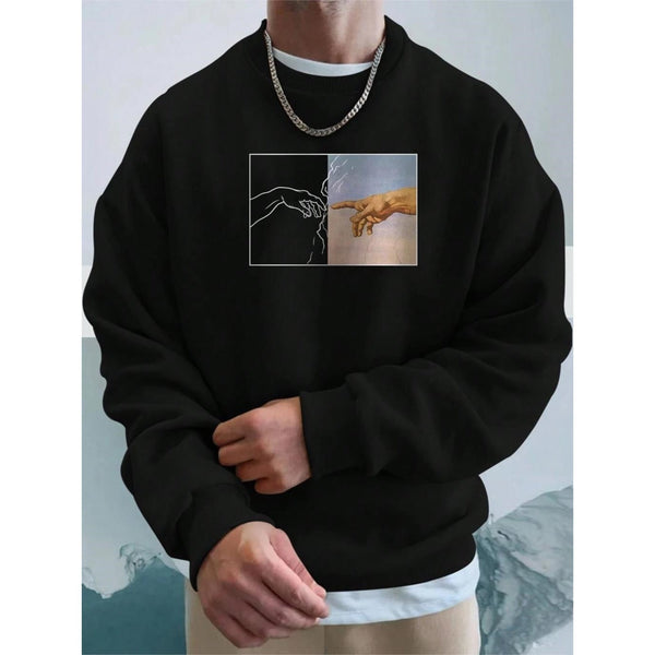 Street Style Men's Hand Printed Sweatshirt Bigbuy
