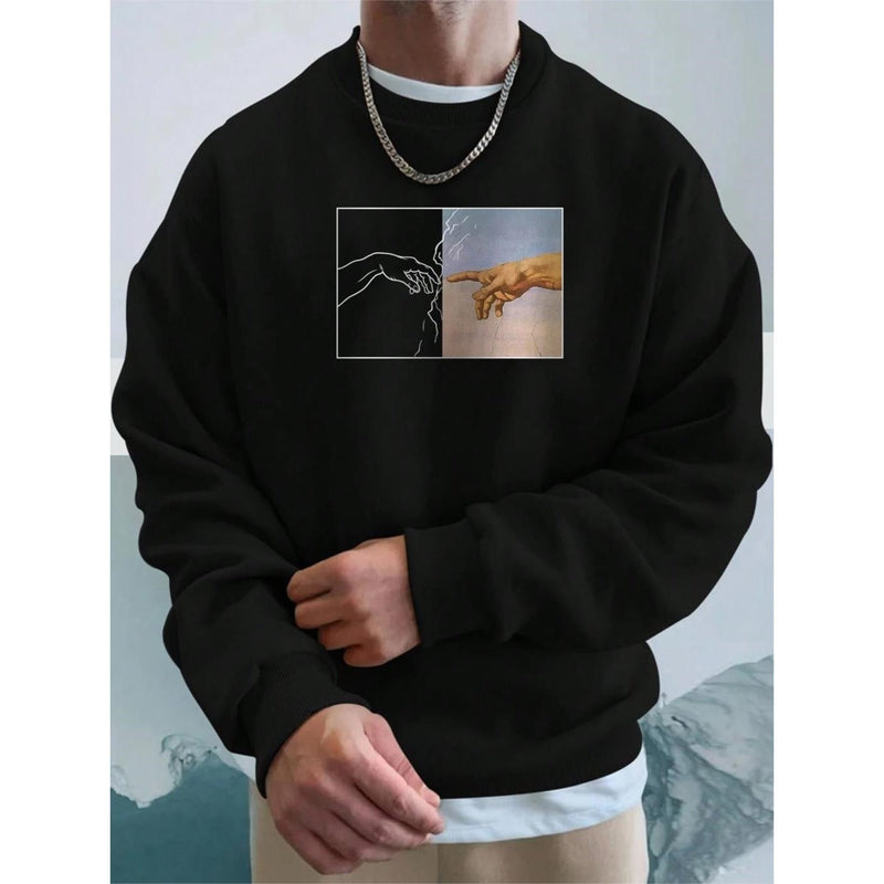 Street Style Men's Hand Printed Sweatshirt Bigbuy