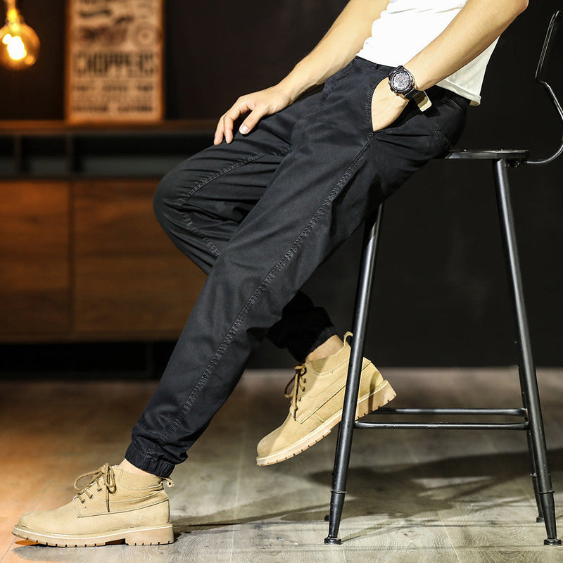 Men's Simplicity Color Versatile Loose Ankle-tied Casual Pants Bigbuy