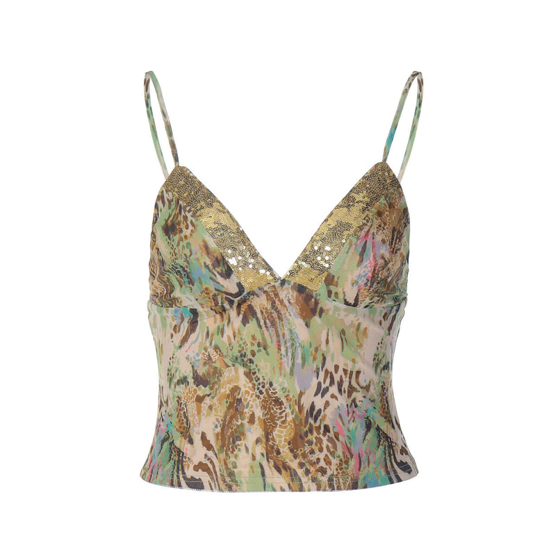 Sexy Lace Stitching Deep V-neck Slim Fit Backless Sling Bigbuy