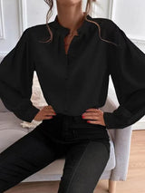 Women's Long-sleeved Single-row Button Loose Top Bigbuy