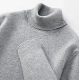 Men's Versatile Knitted Turtleneck Solid Color With Fur Sweater Bigbuy