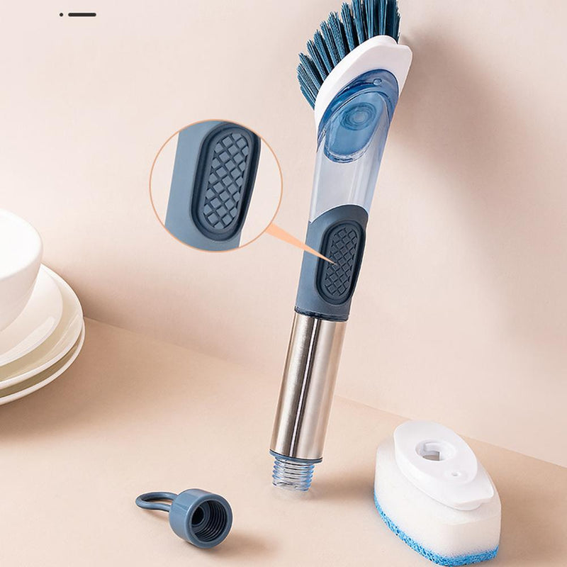 New Multifunctional Dish Brush Household Kitchen Oily Sponge Long Handle Cleaning Brush Bigbuy