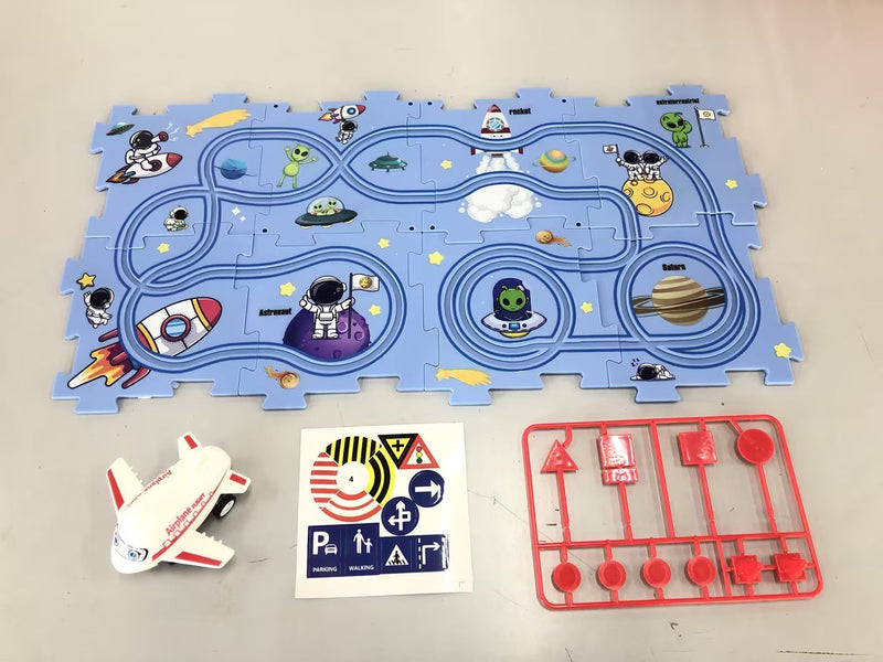 Children Puzzle Electric Railroad Speeder DIY Assembly Electric Car Automatic Rail City Scene Construction Education Toy Gift Bigbuy