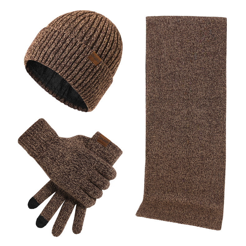Thermal Knitting Hat Scarf And Gloves Three-piece Set Bigbuy