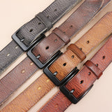 Korean Style Personality Top Layer Leather Pin Buckle Black Buttons Men's Leather Belt Bigbuy