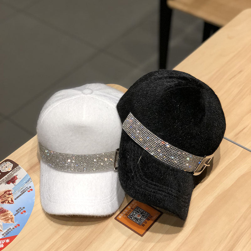 Street Fashion Diamond Baseball Korean Fashion Winter Warm Outdoor All-matching Peaked Cap Bigbuy