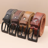 Korean Style Personality Top Layer Leather Pin Buckle Black Buttons Men's Leather Belt Bigbuy