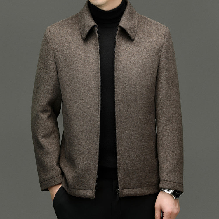 Men's Casual Polo Collar Woolen Jacket Woolen Coat Men's Clothing Bigbuy