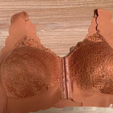 French Style Lace Thin Gathering Bra Front Buckle Large Size Without Steel Ring Breathable Bigbuy