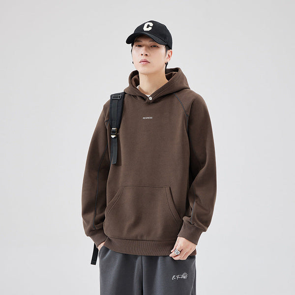 Autumn And Winter New Heavy Hooded Sweater Men's Fleece-lined Thickened Versatile Pullover Top Bigbuy