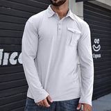 Lapel European And American Men's Shirt Solid Color Long Sleeve Bigbuy