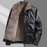 Fleece-lined Thickened Real Leather Men's Fur Jacket Bigbuy