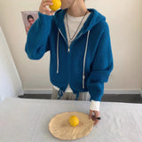 Double Zipper Hooded Knitted Niche Sweater Coat Bigbuy