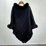 Fur Collar Oversized Knit Pullover Shawl Cloak Bigbuy