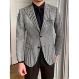 Casual Slim-fit Black And White Plaid Artistic Youth Fashion Jacket Bigbuy