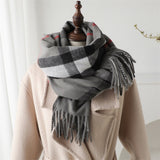 Cashmere-like Plaid Warm Shawl Scarf Unisex All-matching Bigbuy