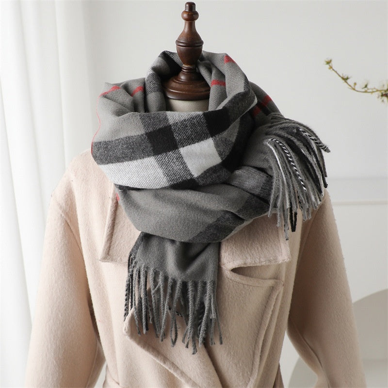 Cashmere-like Plaid Warm Shawl Scarf Unisex All-matching Bigbuy
