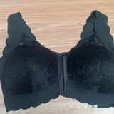 French Style Lace Thin Gathering Bra Front Buckle Large Size Without Steel Ring Breathable Bigbuy