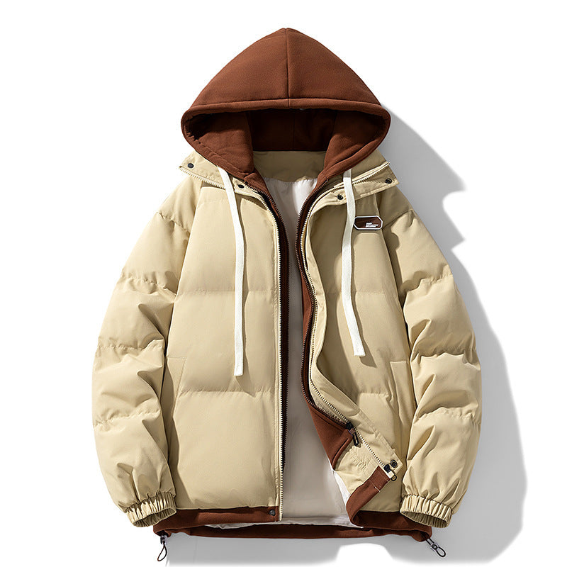 Fake Two-piece Cotton-padded Coat Thickened Hooded Warm Jacket Bigbuy