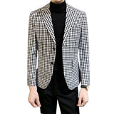 Casual Slim-fit Black And White Plaid Artistic Youth Fashion Jacket Bigbuy