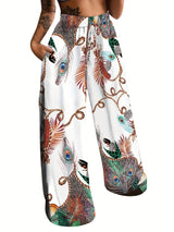 Peacock Positioning Printing Women's Pants Bigbuy