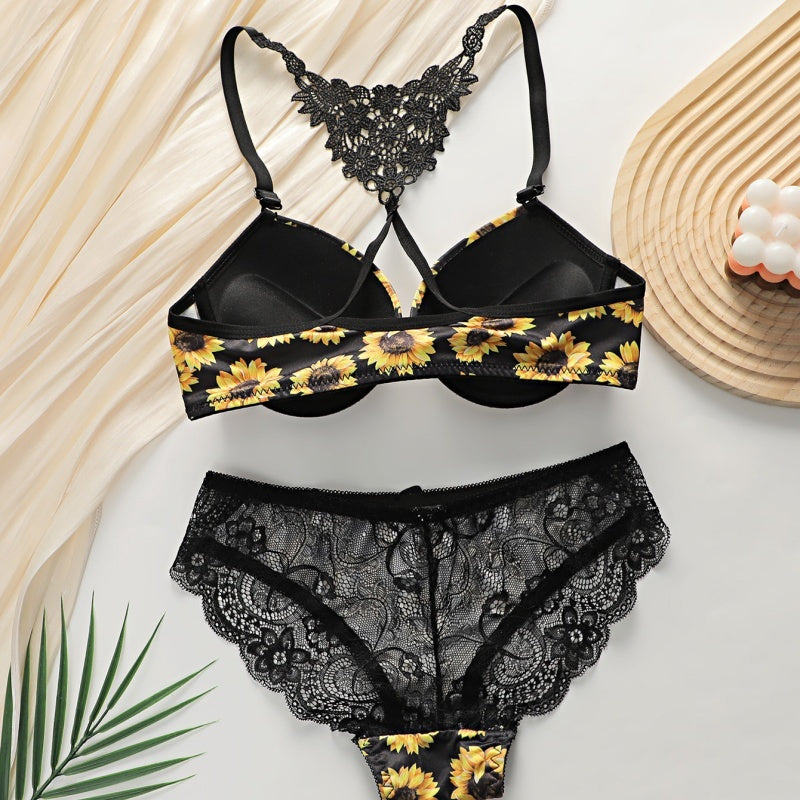 Women's Chrysanthemum Style Sexy Lingerie Set Bigbuy